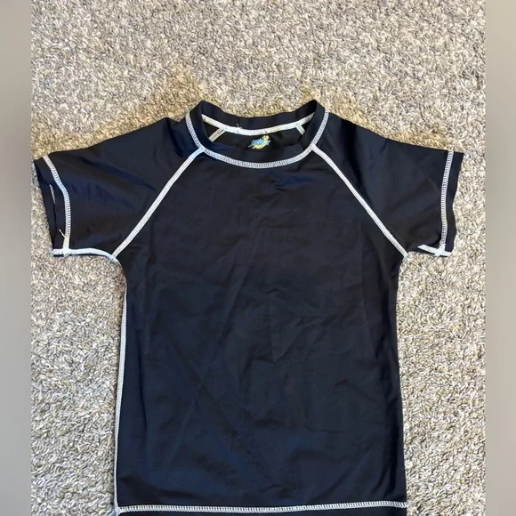 Boys Tropical Swim Set - Black UPF Sun Protection Rash Guard, Patterned Trunks - Picture 2 of 13